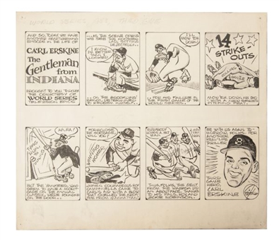 1953 World Series Carl Erskine Original Pencil Sketch Artwork  